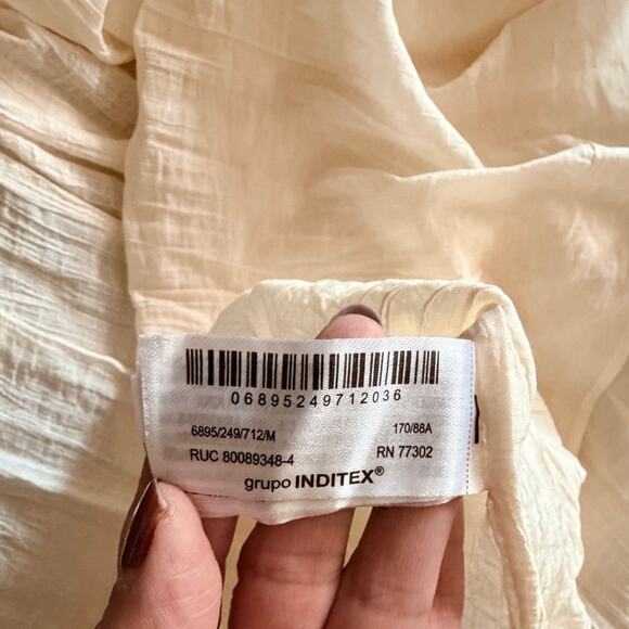 Zara ZW Collection Lace Strap Midi Dress Cream V-Neck Open Back Size M NWT - Picture 3 of 7